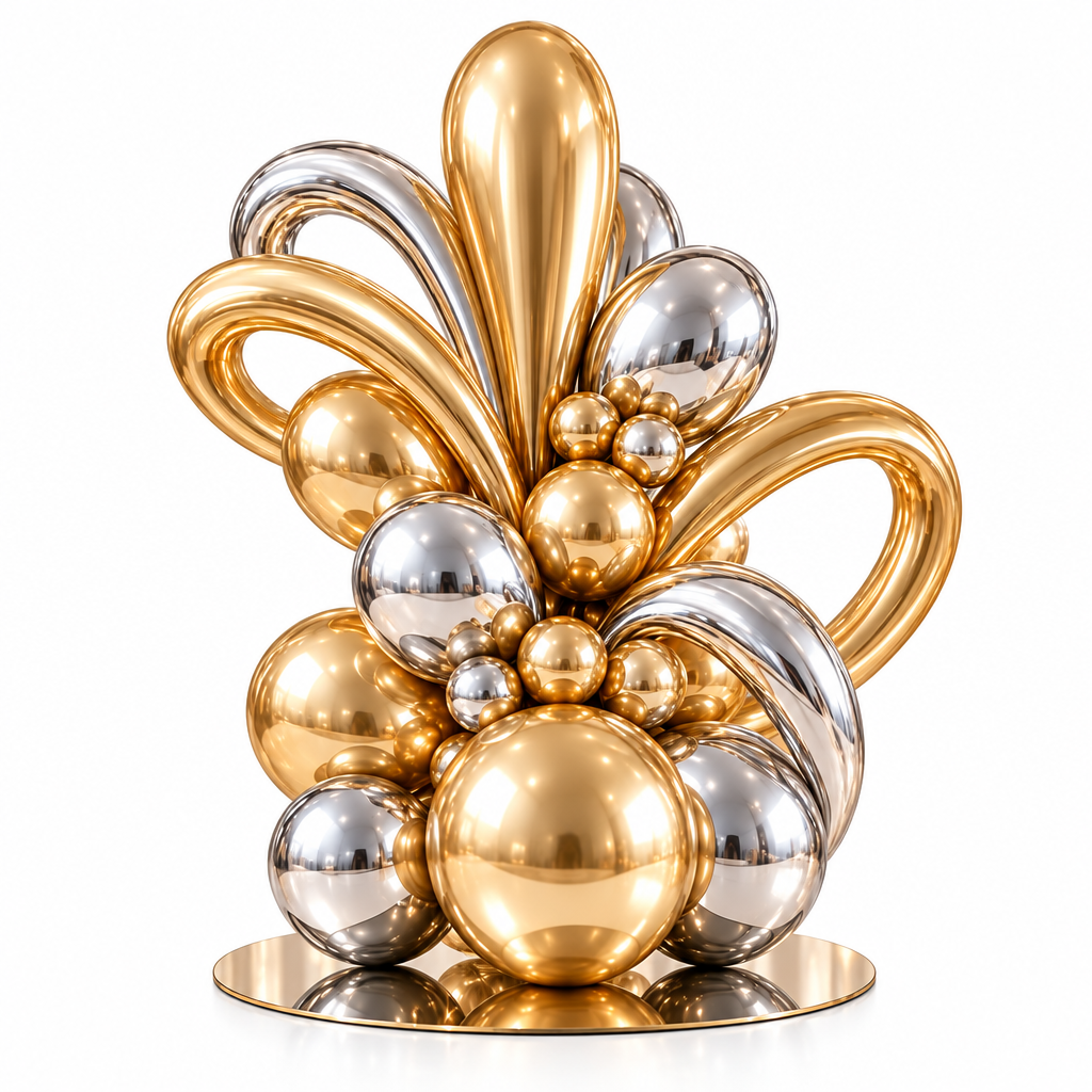 Sculptural Metallic Balloon Centerpiece - image 3