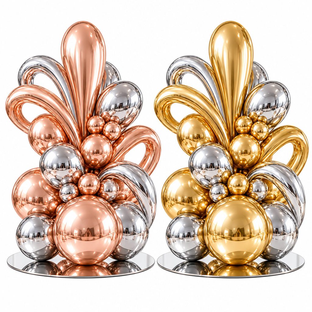 Sculptural Metallic Balloon Centerpiece - image 4
