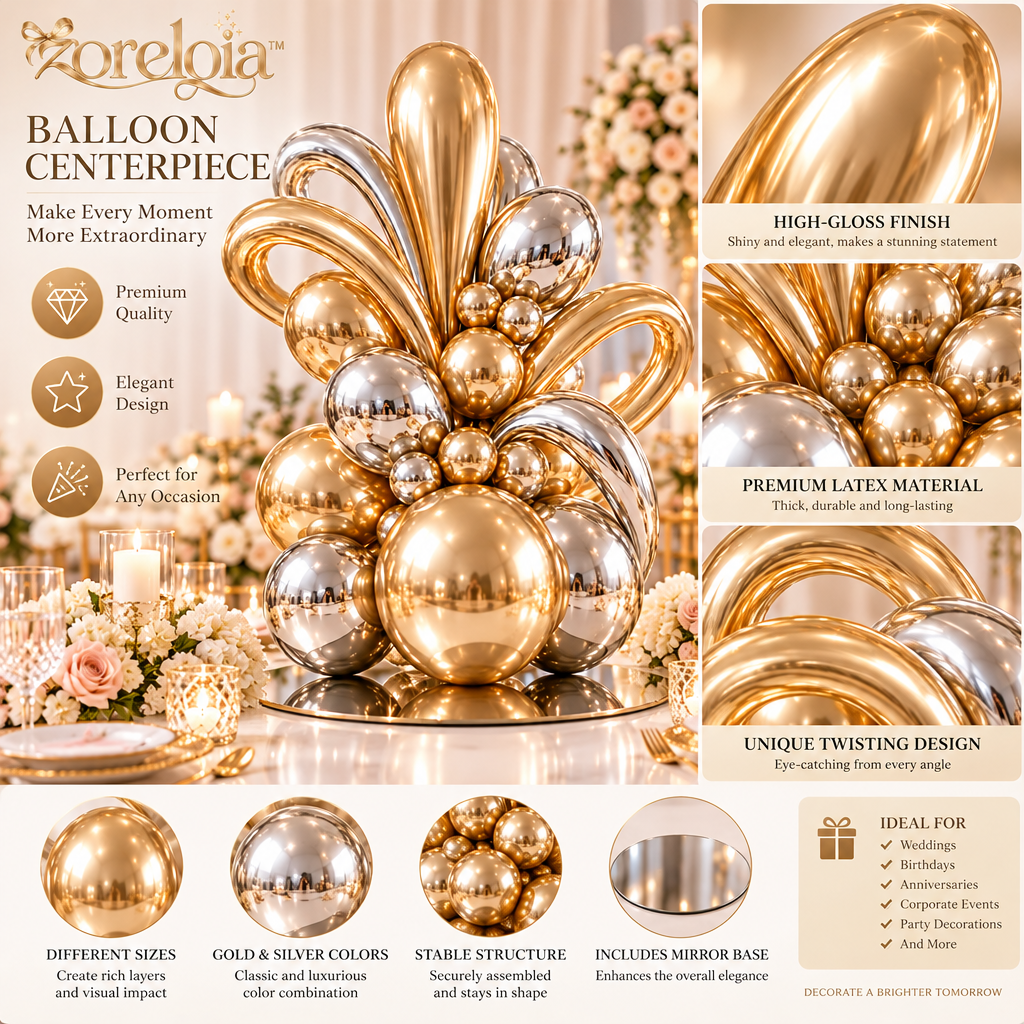 Sculptural Metallic Balloon Centerpiece - image 5