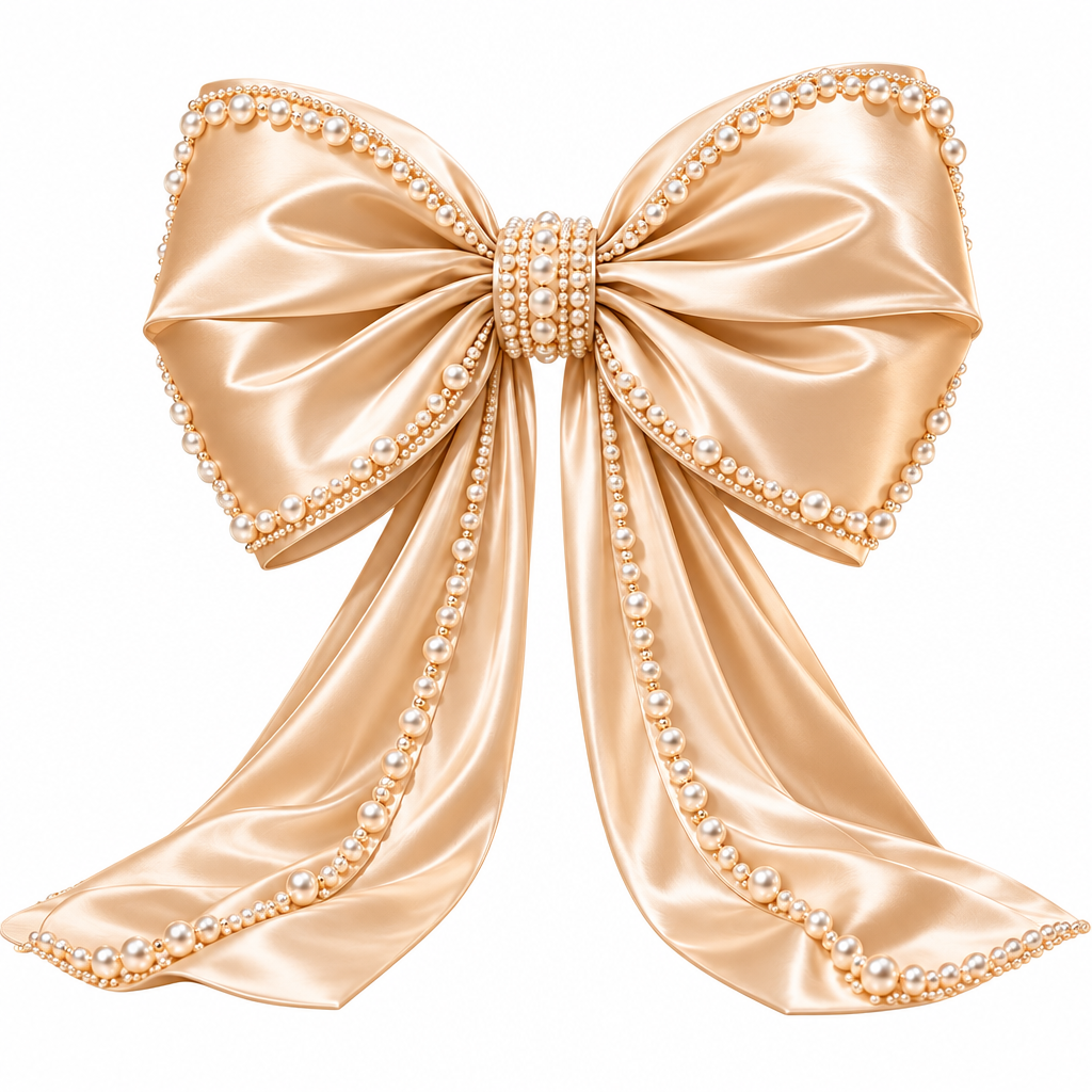 Oversized Pearl-Trimmed Satin Bow Decor - image 4