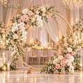 Champagne Gold Floral Hoop Arrangement - image 1