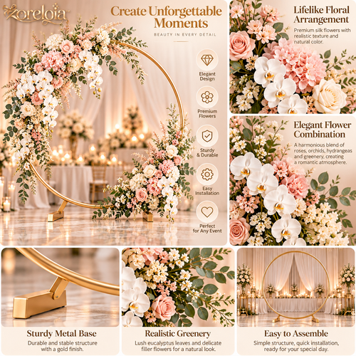 Champagne Gold Floral Hoop Arrangement - image 2