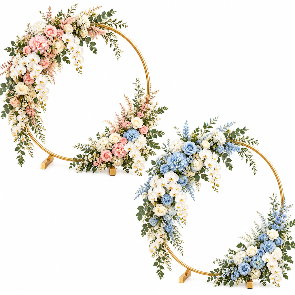 Champagne Gold Floral Hoop Arrangement - image 3