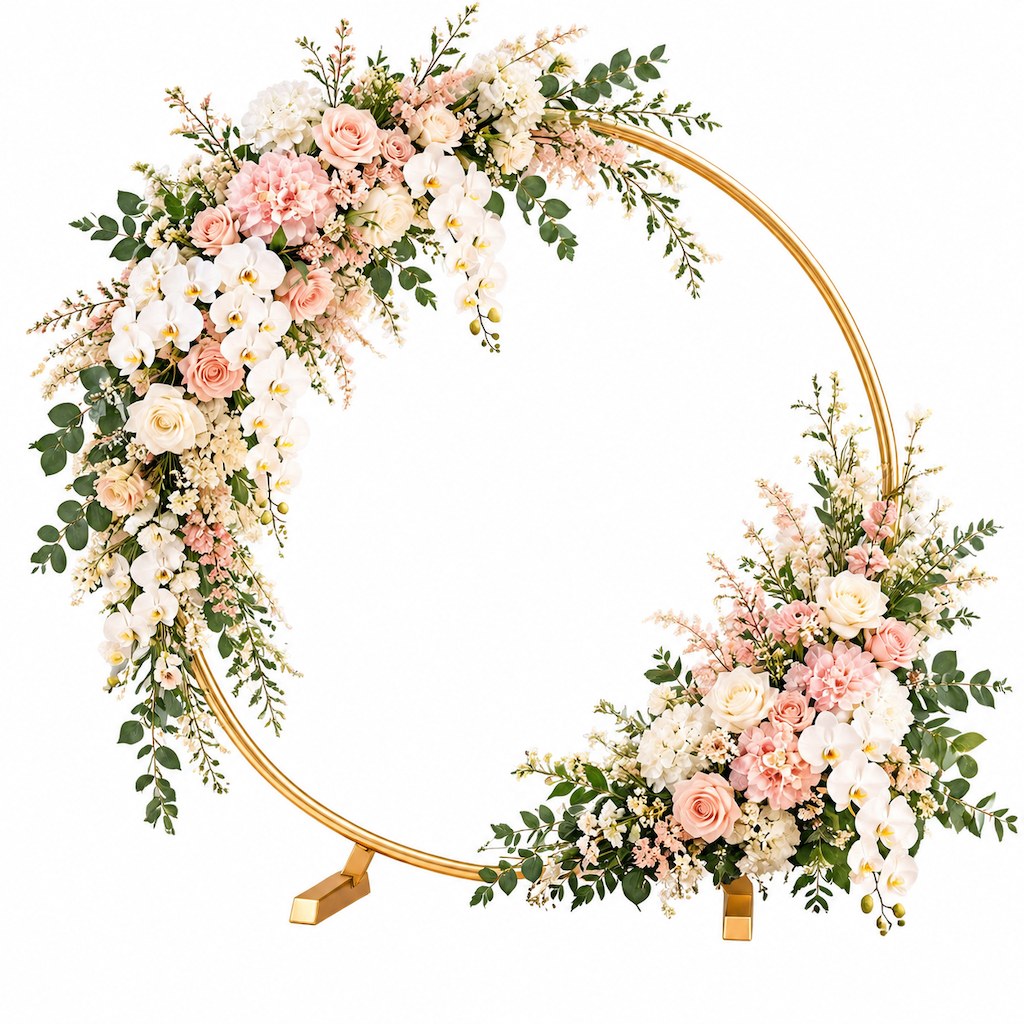 Champagne Gold Floral Hoop Arrangement - image 4