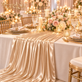 Pleated Champagne Satin Table Runner - image 1