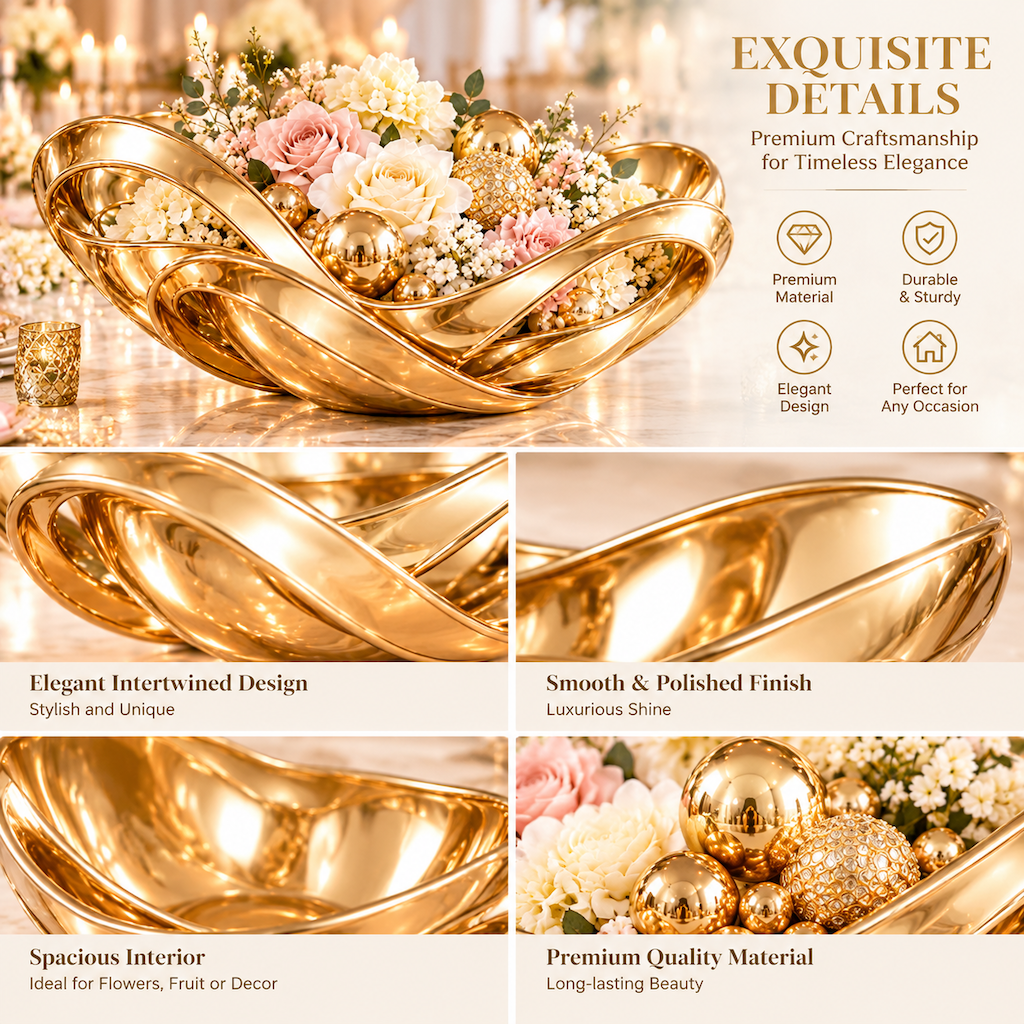Sculptural Gold Centerpiece Bowl - image 2