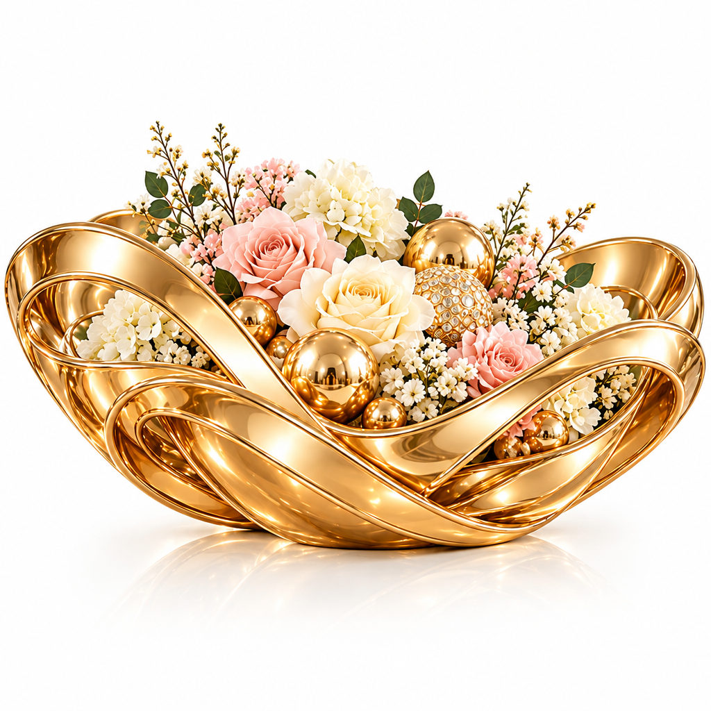 Sculptural Gold Centerpiece Bowl - image 4