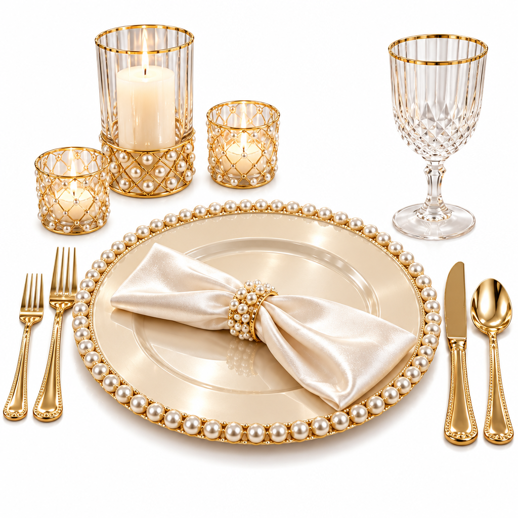 Pearl-Edged Charger Plate Set - image 2