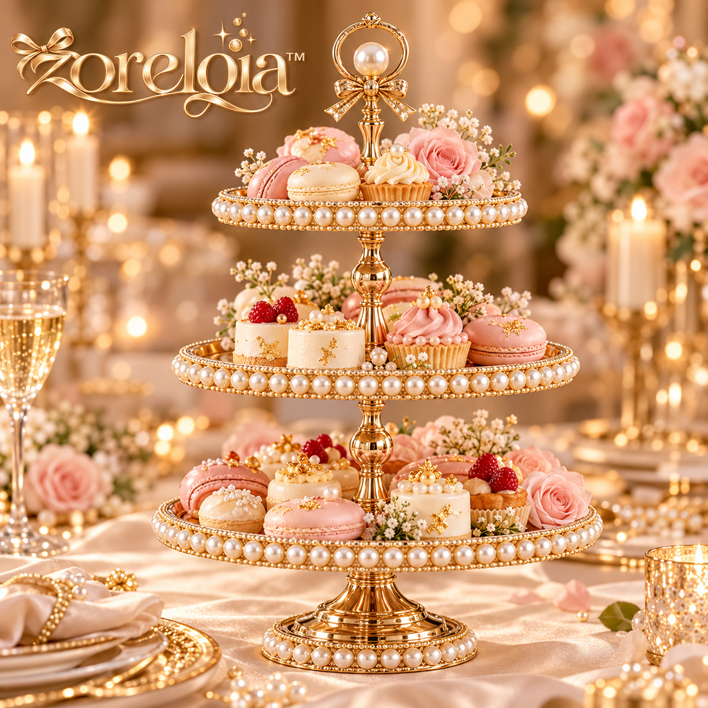 Pearl-Trimmed Tiered Dessert Stand - image 1