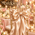 Oversized Champagne Satin Chair Bow Set - image 1
